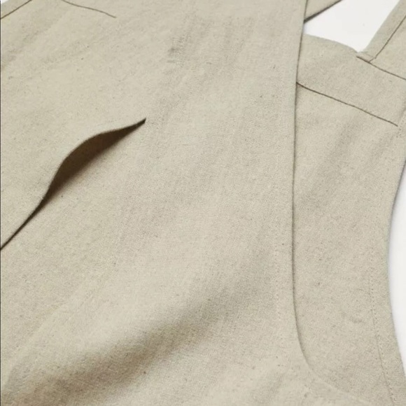 H&M Home Cotton Linen Blend Light Beige Apron Unisex Korean style - Picture 7 of 12